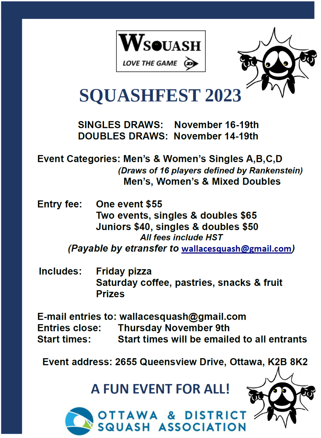 SquashFest 2023 Wallace Squash Ottawa & District Squash Association